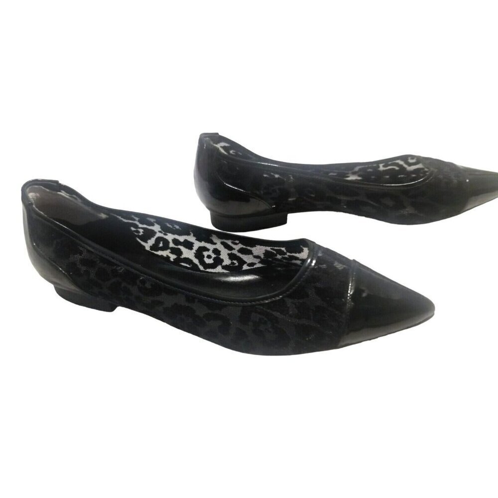 jon josef shoes Flats Patent Leather Pointed Toe sz 8 Old Money Slip On Black To